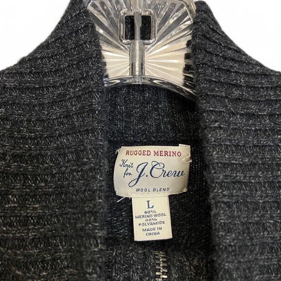 J. Crew wool blend grey black sweater size L - Picture 5 of 5